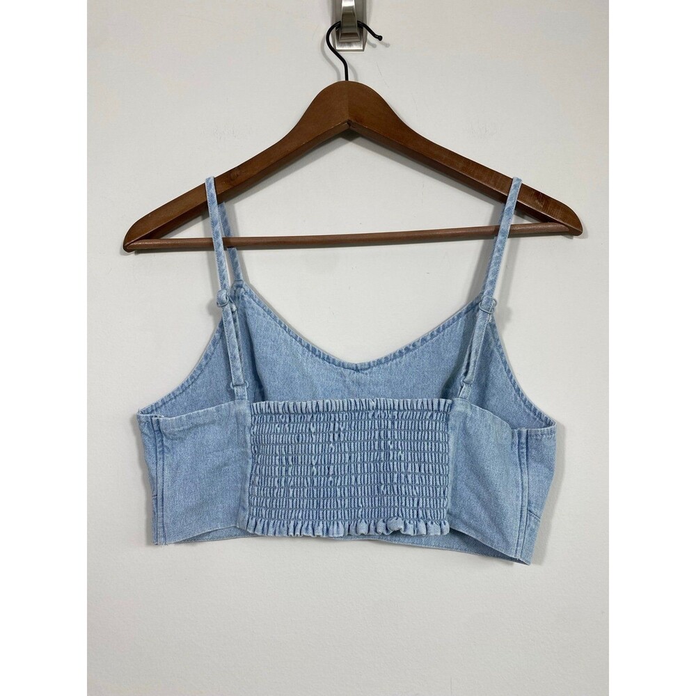 House of Harlow 1960 Denim Bralette Crop Top Light Wash Size 6 - Picture 2 of 6
